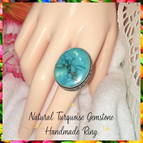 Fabulous Natural Turquoise Gemstone Handmade Ring - Picture 1 of 5